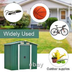 Metal Garden Shed 6 X 4 Outdoor Storage Tool House Sliding Door WITH FREE BASE