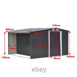 Metal Garden Shed 68ft 88ft 108ft Outdoor Tool Storage House With Wood Storage