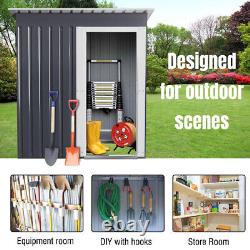 Metal Garden Shed 6x4, 8x4ft Outdoor Storage Pent Roof Organizer Log Tools Box