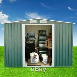 Metal Garden Shed 8X8 FT Apex Galvanised Steel Outdoor Storage with Free Base kU