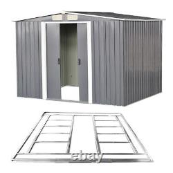 Metal Garden Shed Apex Roof 10x8FT Storage House Tool Sheds with Free Foundation