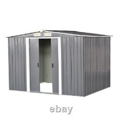 Metal Garden Shed Apex Roof 10x8FT Storage House Tool Sheds with Free Foundation