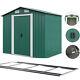 Metal Garden Shed Apex Roof 6x4 Ft Tool Storage House With Free Foundation Green