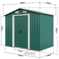 Metal Garden Shed Apex Roof 6X4 FT Tool Storage House with FREE Foundation Green