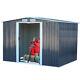Metal Garden Shed Apex Roof Outdoor Tools Storage House Heavy Duty Patio With Base