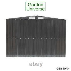 Metal Garden Shed Garden Universe 8' x 10' Storage Anthracite Grey Base Frame