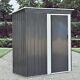 Metal Garden Shed Outdoor Tool Storage Organizer Small House 5 X 3ft Deep Grey
