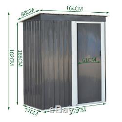 Metal Garden Shed Outdoor Tool Storage Organizer Small House 5 x 3ft Deep Grey