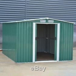 Metal Garden Shed Storage House Apex Roof Sliding Door with Free Base Large Size