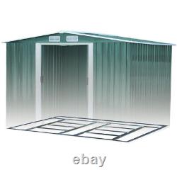 Metal Garden Storage House Outdoor Green Steel Tool Shed With Free Base
