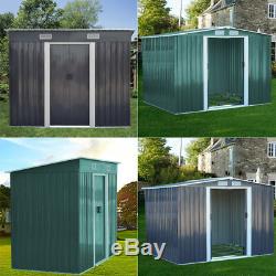 Metal Garden Storage Shed Pent Tool Sheds House Galvanized Steel with Free Base UK