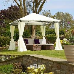 Metal Gazebo Pavilion Marquee Shelter Cream Roof & Curtains 3x3m Garden Life NEW