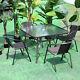 Metal Glass Garden Table And 4 Rattan Chairs Dining Set Outdoor Balcony Bistro