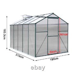 Metal Greenhouse Aluminium Polycarbonate 6x10' 6x8' Garden Grow House Slid Door