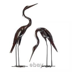 Metal Heron Garden Ornament Sculpture Art Handmade Recycled Metal Bird