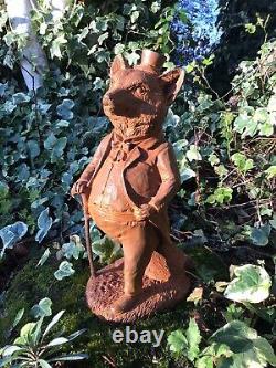 Metal Rusty Cast Iron Mr Fox Statue Garden Ornament