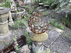 Metal Rusty Garden Modern Art Decorative Open Sphere Ornament Steel Ball