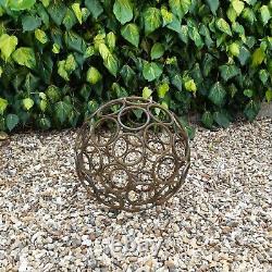 Metal Rusty Garden Modern Decorative Sphere Ornament Steel