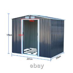 Metal Shed 8 x 8 FT Deep Grey Apex Garden Shed Outdoor Storage Cabinet Tool Box