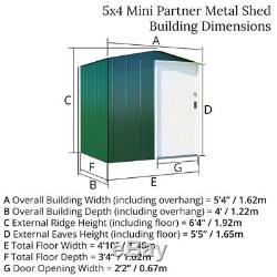 Metal Shed Garden Storage 5x4 ft Partner Mini Heavy-Duty Galvanised Steel Apex