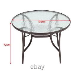 Metal Table & Chairs Set Garden Parasol Patio Dining Table with Stackable Chair