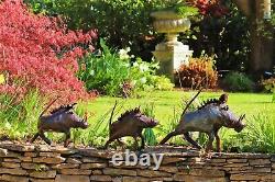 Metal Warthog Garden Ornament Sculpture Art Handmade Recycled Metal Hog