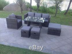 Mixed grey rattan sofa dining set table ottoman outdoor garden furniture