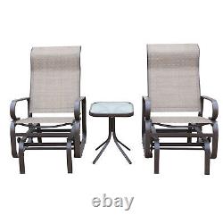 Modern Patio Furniture Set Rocking Garden Chair Outdoor Glider Tea Table Beige