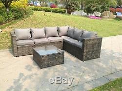 Modular 6 seater rattan corner sofa set coffee table outdoor garden furniture