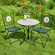 Mosaic Bistro Set Outdoor Patio Garden Furniture Table And 2 Chairs Metal Frame