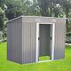 New 8 X 4ft Garden Metal Storage Shed Pent Roof Outdoor House With Free Base