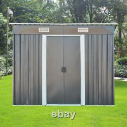NEW 8FT X 4FT Garden Metal Storage Shed Pent Roof Outdoor WITH FREE BASE