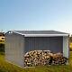 New 8x8ft Metal Garden Shed Tools Storage Apex Roof With Log Store Wood Firewood