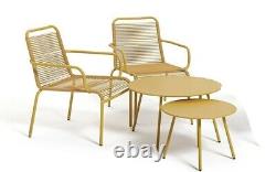 NEW Habitat Ipanema Bistro Set Yellow Garden Patio Armchairs Chair Table