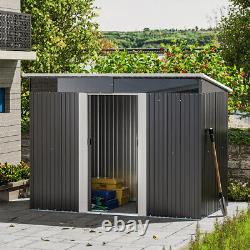 NEW Metal Garden Shed Outdoor Storage Shed with Lockable Doors & Acrylic Windows