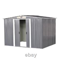 New 10 X 8 FT Metal Garden Shed Apex Roof Outdoor Storage Sheds WITH FREE BASE