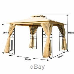 New 3m x 3m Patio Garden Metal Gazebo Marquee Party Tent Canopy Shelter Pavilion