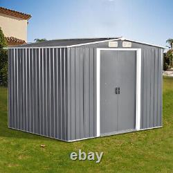New 8X10ft Metal Garden Shed Apex Roof Outdoor Tool Storage With Free Foundation