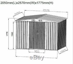 New Garden Shed Metal Apex Roof Outdoor 6X8'' Storage with free base
