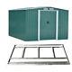 New Green Garden Shed Apex Roof 8ft X 10ft Metal Tool Storage With Free Base
