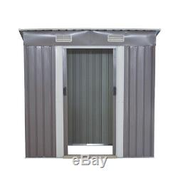 New Grey 6x4ft Garden Shed Metal Pent Roof Outdoor Storage With Free Foundation