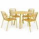 New Littlewoods Mustard Yellow Ibiza 4 Chair Table Patio Garden Set Steel Frame