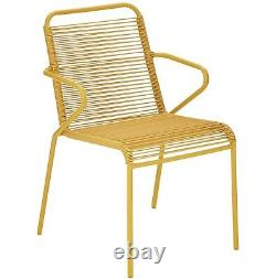 New Littlewoods Mustard Yellow Ibiza 4 Chair Table Patio Garden Set Steel Frame