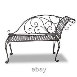 New Metal Garden Chaise Brown Scroll-patterned Quality M2J4