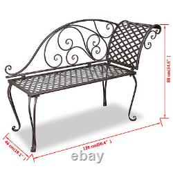 New Metal Garden Chaise Brown Scroll-patterned Quality M2J4
