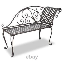 New Metal Garden Chaise Brown Scroll-patterned Quality O4E0