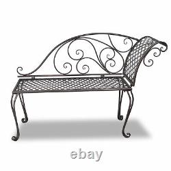 New Metal Garden Chaise Brown Scroll-patterned Quality O4E0