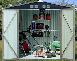 New Metal Garden Shed 4 X 6 Apex Roof Outdoor Storage Yard Tool Shed Lockable