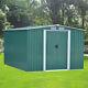 New Metal Garden Shed, 8x10ft Storage With 2 Sliding Doors Apex Roof Free Base