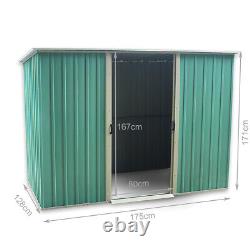 New Metal Garden Shed Flat Roof Outdoor Tool Storage House Heavy Duty Patio
